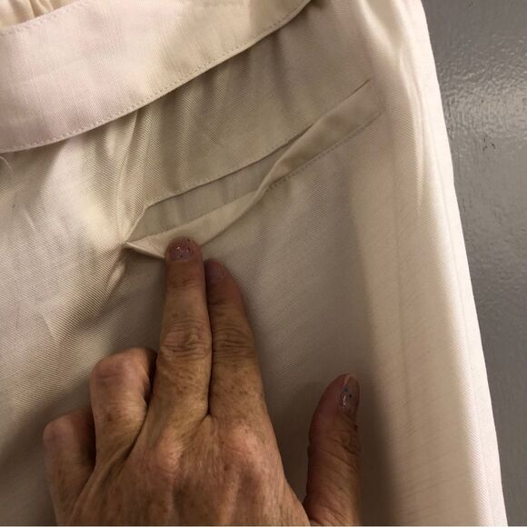 SOFT SURROUNDINGS Tencel Capri Wide leg Pants, Cream Front tie belt, Sz Large - Picture 7 of 11